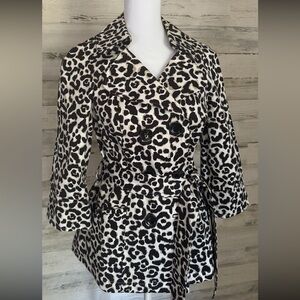 WHBM Animal Print Double Breasted Coat Womens Size XS- preloved